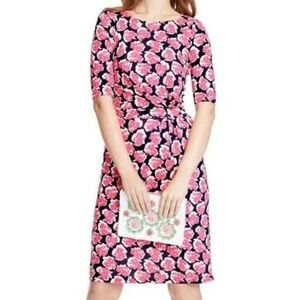 Boden Pink Floral‎ Annie Drapey Tencel Dress 8 Spring Lined Soft Knee-Length